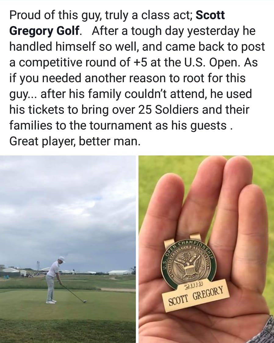 Thankful for all the support, I'll come back stronger and better and prove all the people that doubt and slate me wrong. It was an honour to be able to help out members of the US Armed Forces, shooting 92 in a US Open doesn't even compare to the struggles these guys go through