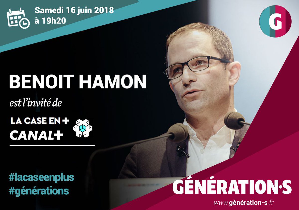 benoithamon's tweet photo. Retrouvez-moi ce samedi 16 juin à 19h20 dans @lacaseenplus sur @canalplus. #LaCaseEnPlus #Générations https://t.co/LOxUoqWYID