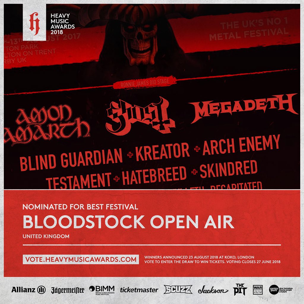 BLOODSTOCKFEST's tweet photo. Bloodstock has been nominated for Best Festival in the Heavy Music Awards 👉🏼 GET VOTING https://t.co/yNGUmdsdlh https://t.co/LScSCcKx3H