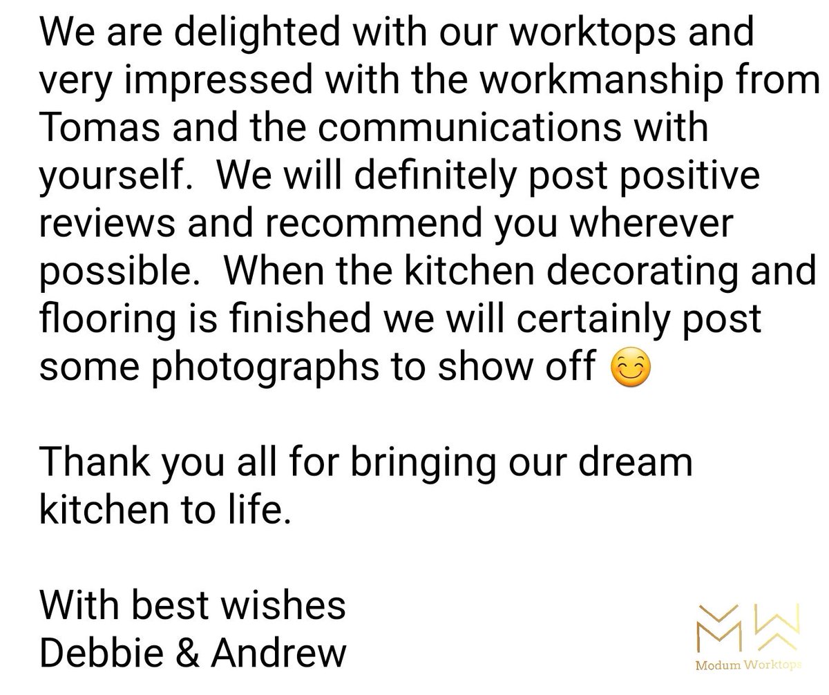 ModumWorktops's tweet image. One more happy client 🍾 
#ModumWorktops
#review #happyclient #charged #zincworktops #motivated
