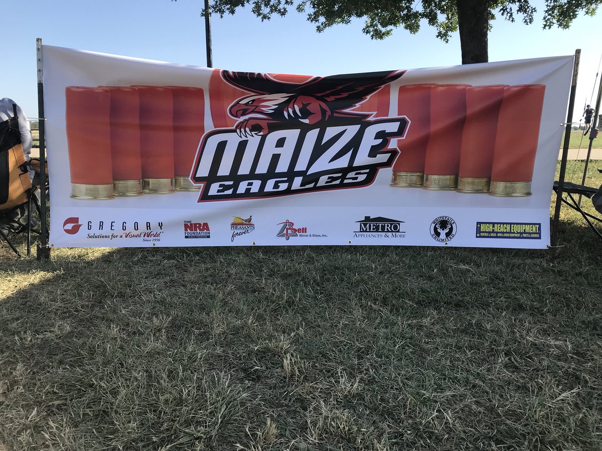 CoachMerc72's tweet photo. Kansas High School State Trap tournament has begun!  #2018 #MaizeEagles #BreakThemAll @thebotty https://t.co/1ETz3V3oFd