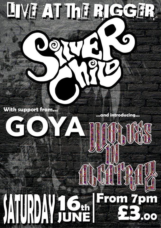 _SILVERCHILD_'s tweet photo. This sexy lineup is happening tonight at our local, The Rigger! #silverchild #GOYA #wolvesinalcatraz https://t.co/Cjzrl4Edvb