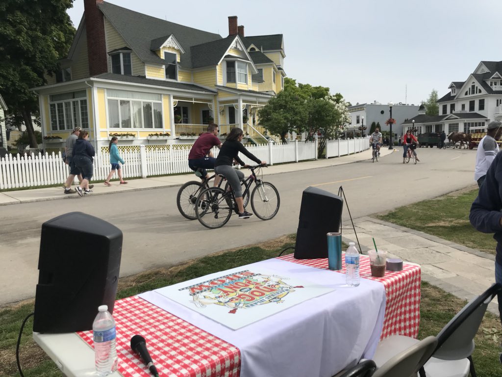 MichiganGonzo's tweet photo. We’re ready for another Big Parade! Lilac Festival time on Mackinac Island with Tim Hygh. @mackinacisle @timhygh @jpgonzocp @amyonthetrail #islandlife #mackinacisland #lilacfest18 #lilacfestival https://t.co/PBOZs2ewxV