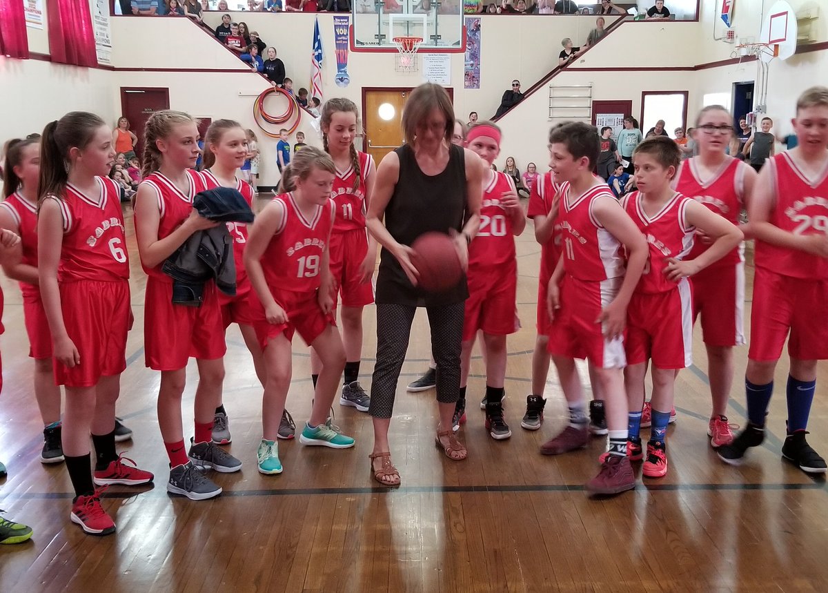 shesabres's tweet photo. Our annual @RNC_PoliceNL vs the grade 6 Sabres was a great bit of fun. Butler and Lowe in on the action. #schoolspirit #communitypartners https://t.co/YGcUj3FadE