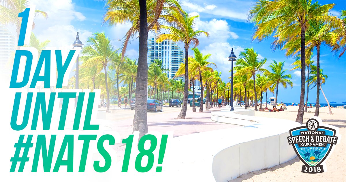 speechanddebate's tweet photo. The BIG day is almost here! Can't wait to see everyone TOMORROW at Registration/Expo! #Nats18 https://t.co/LCUPe7bY3S