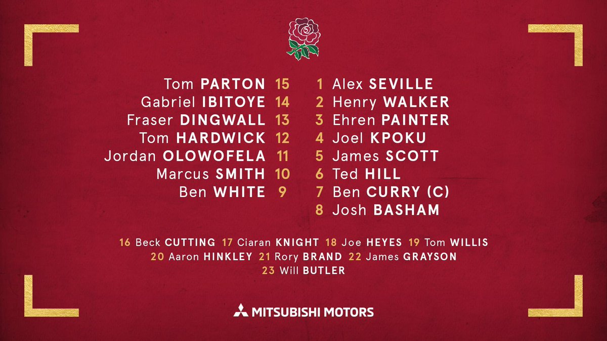 Here's your England team for tomorrow's #WorldRugbyU20s final against @FFRugby 🌹

Match preview ➡ bit.ly/2LTC4L8