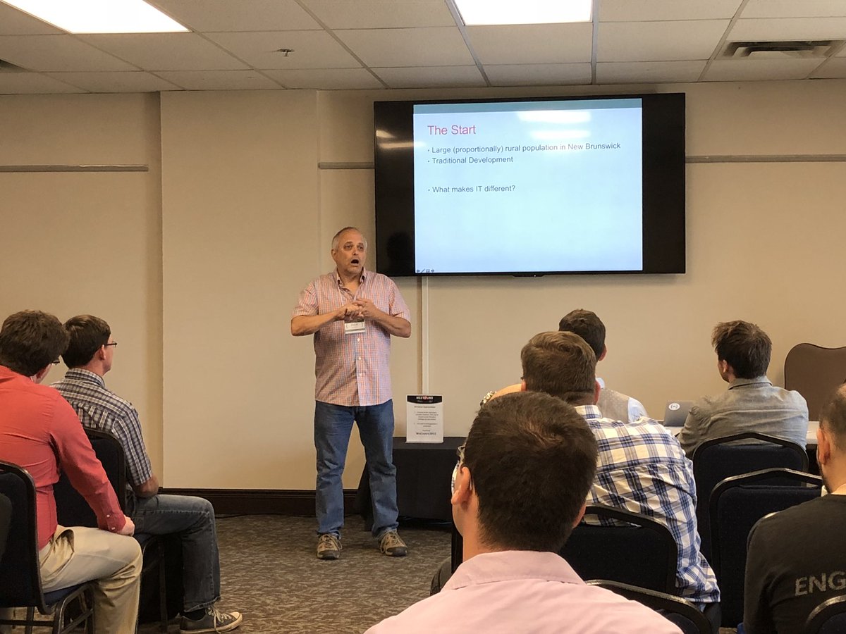 Listening to <a href="/wightman/">The Dread Pirate Ⓡick</a> talk about IT in Rural NB. #maritimedevcon