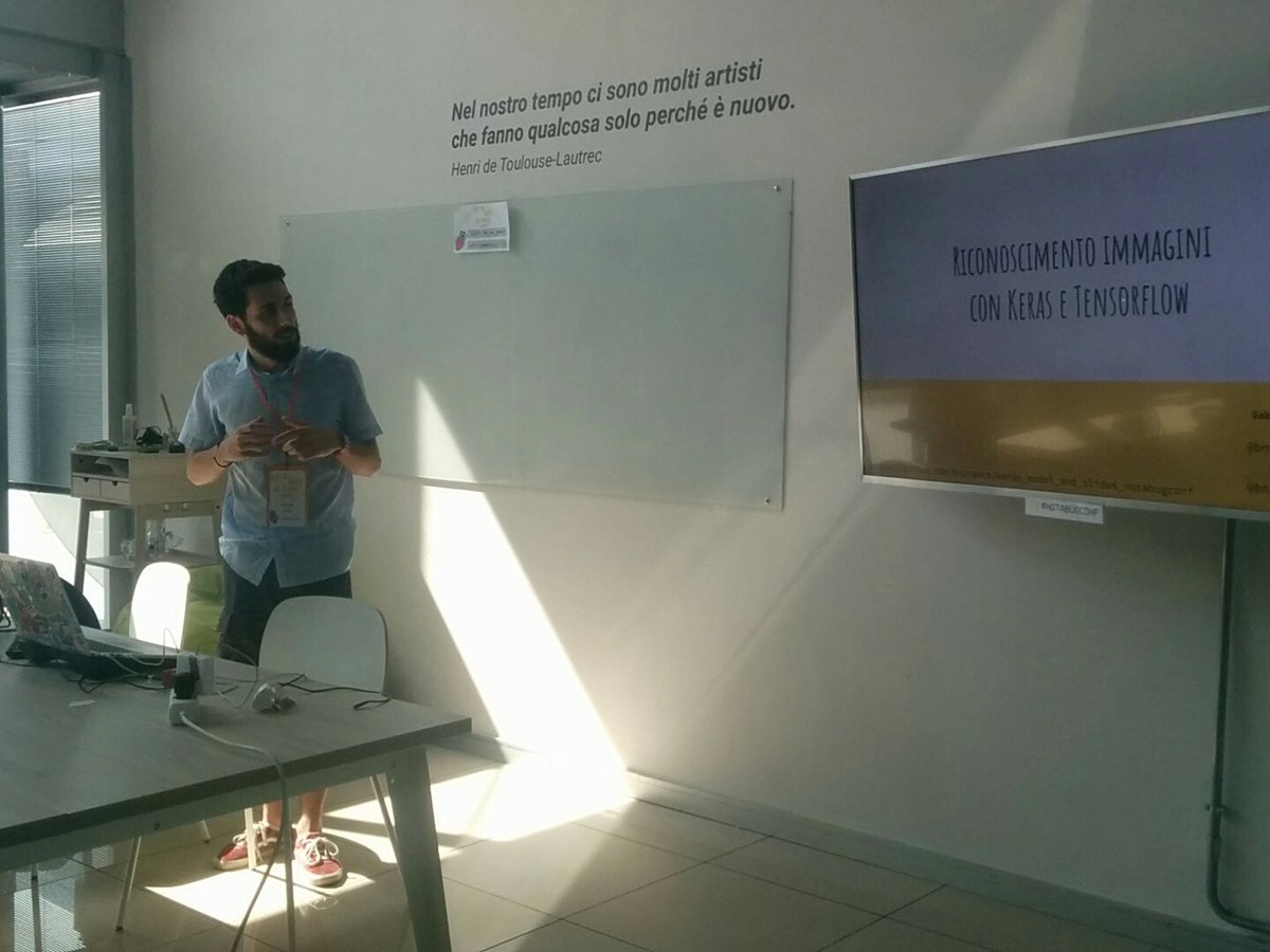 LauraCelesteBar's tweet image. #notabugconf e ora "Image recognition with Keras and Tensorflow" di Gabriele Baldi