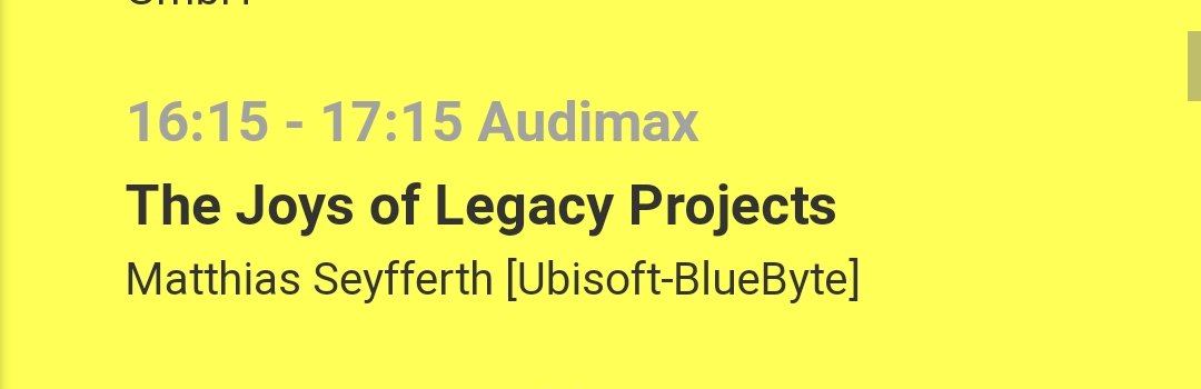 Narrenfeuer_'s tweet photo. Gleich gehts los mit einem weiteren Talk. Diesmal von Matthias Seyfferth. 😀 #UbisoftBlueByte
@ADD_ON_Conf #ADD_ON18 https://t.co/VN9PbEedQA
