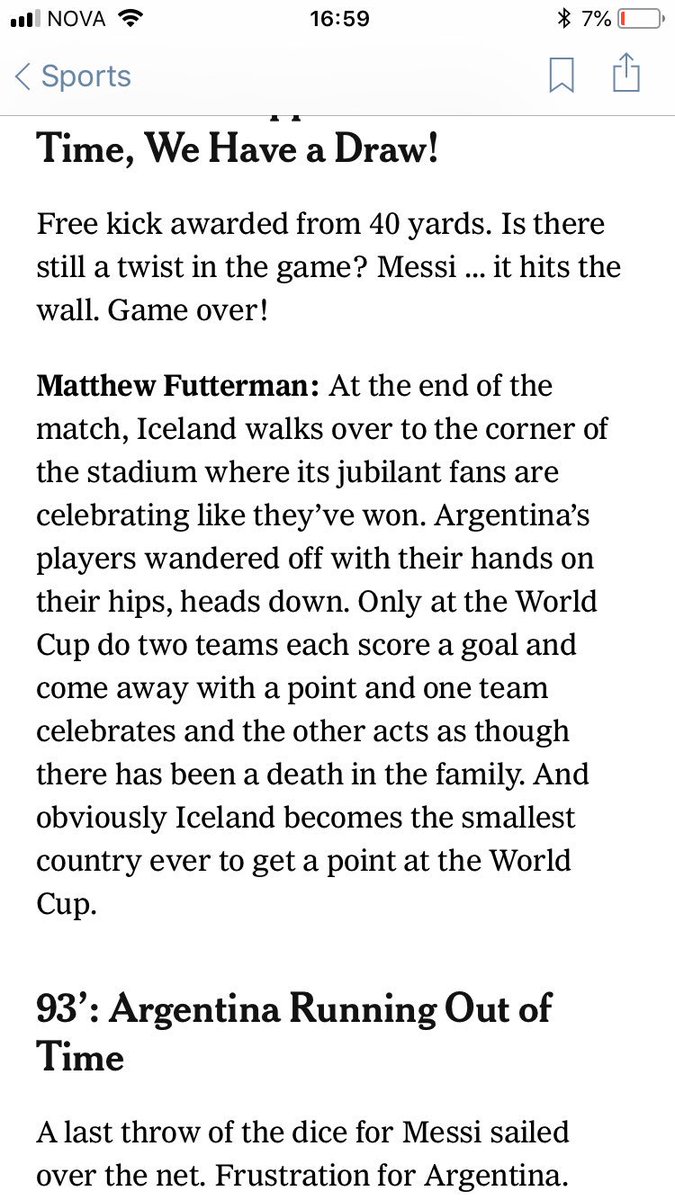 "Only at the World Cup do two teams  each score a goal and come away with a point and one team celebrates and the other acts as though there has been a death in the family"