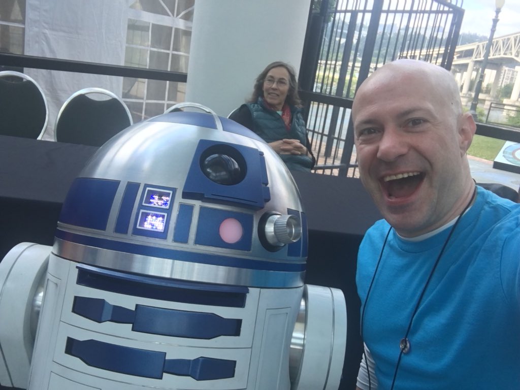 DJBluePDX's tweet photo. Today @MicrosoftStore is at @OMSI Showcasing  #StemSaturday &amp; #SummerYouthSpark camps for #RoboticsWeekend! More importantly, I get to hang out w/ #R2D2 &amp; the Droids! https://t.co/QqxgGnakiA