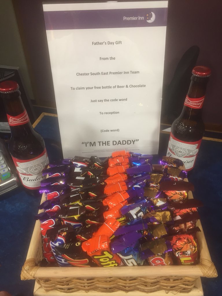 scottmulvaney20's tweet photo. Just a little something for all the amazing Dads, step dads, grandads, and those who step up to be a father figure. staying with us this weekend at Chester South East Premier Inn. Have a great stay and an even better da. #FathersDayWeekend #Ateamthatcare #PIsummerWOW https://t.co/9qvecZQUfy