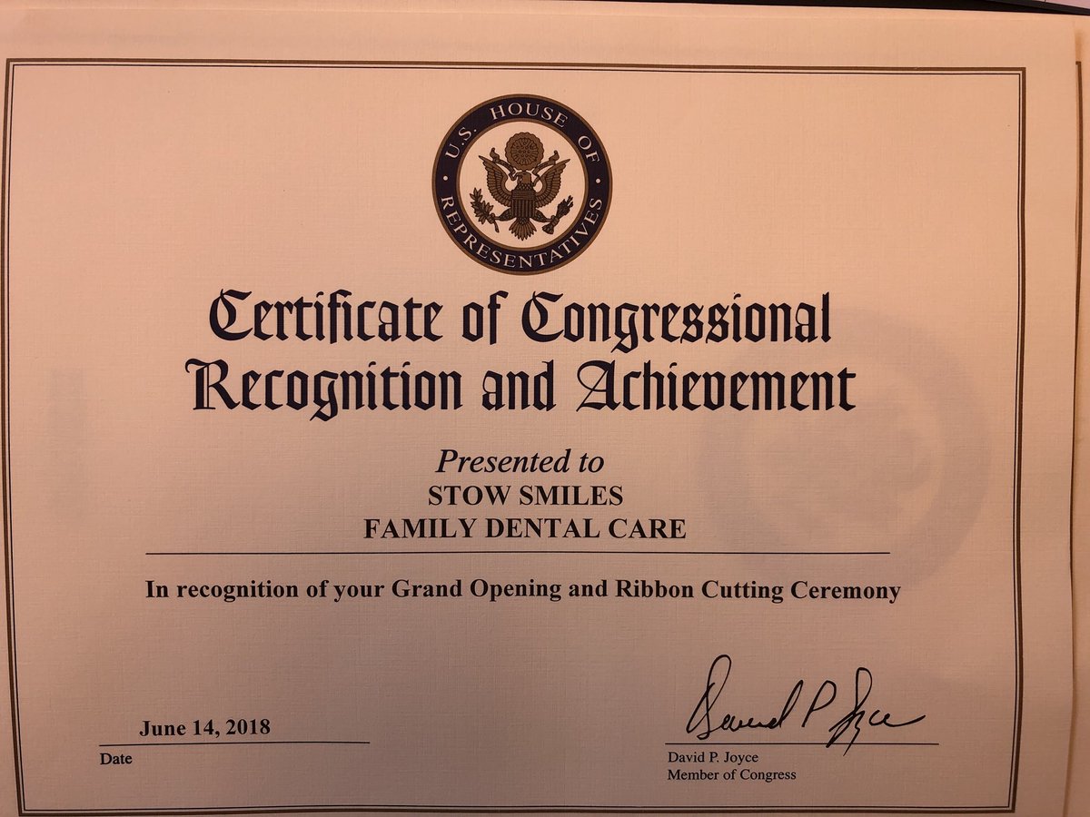 StowSmiles's tweet photo. Thank you @RepDaveJoyce for thinking of us on our big day! #grandopening #smiles https://t.co/NMoJbD3QSf