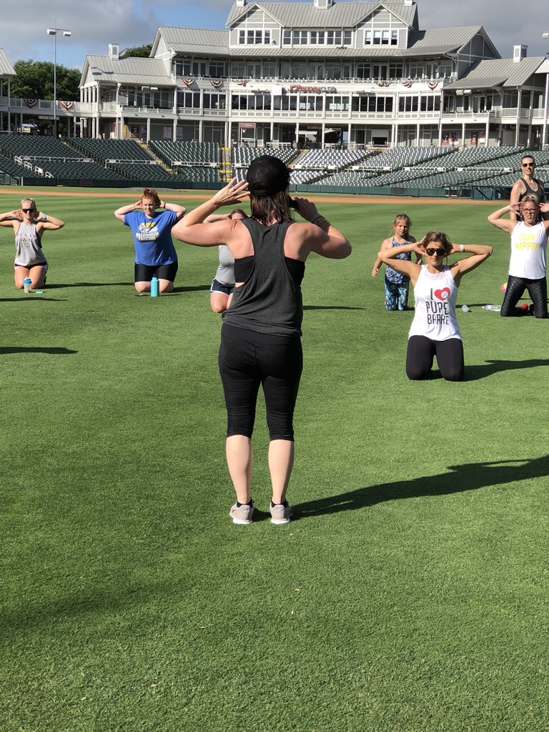 RidersBaseball's tweet photo. Get Fit Festival is underway with @PureBarreFrisco! #GetFit https://t.co/Es8XLWwShq