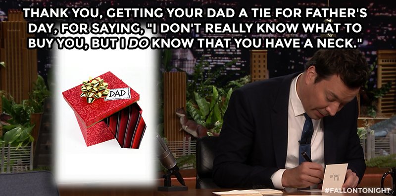 FallonTonight's tweet photo. "Thank you, getting your dad a tie for Father's Day..." https://t.co/yOgMBYWPlX https://t.co/xsSaPGZx67
