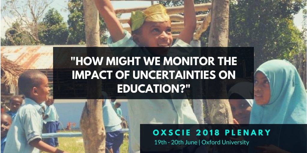 "How do we investigate the impact of uncertainties on education?" In just 3 days at #OXSCIE we will learn about new studies monitoring the impact of uncertainty from David Johnson, <a href="/UniofOxford/">University of Oxford</a> Lead for the £20m <a href="/ESRC/">Economic and Social Research Council</a> <a href="/DFID_UK/">DFID</a> study on raising learning outcome #EdData #Innovation
