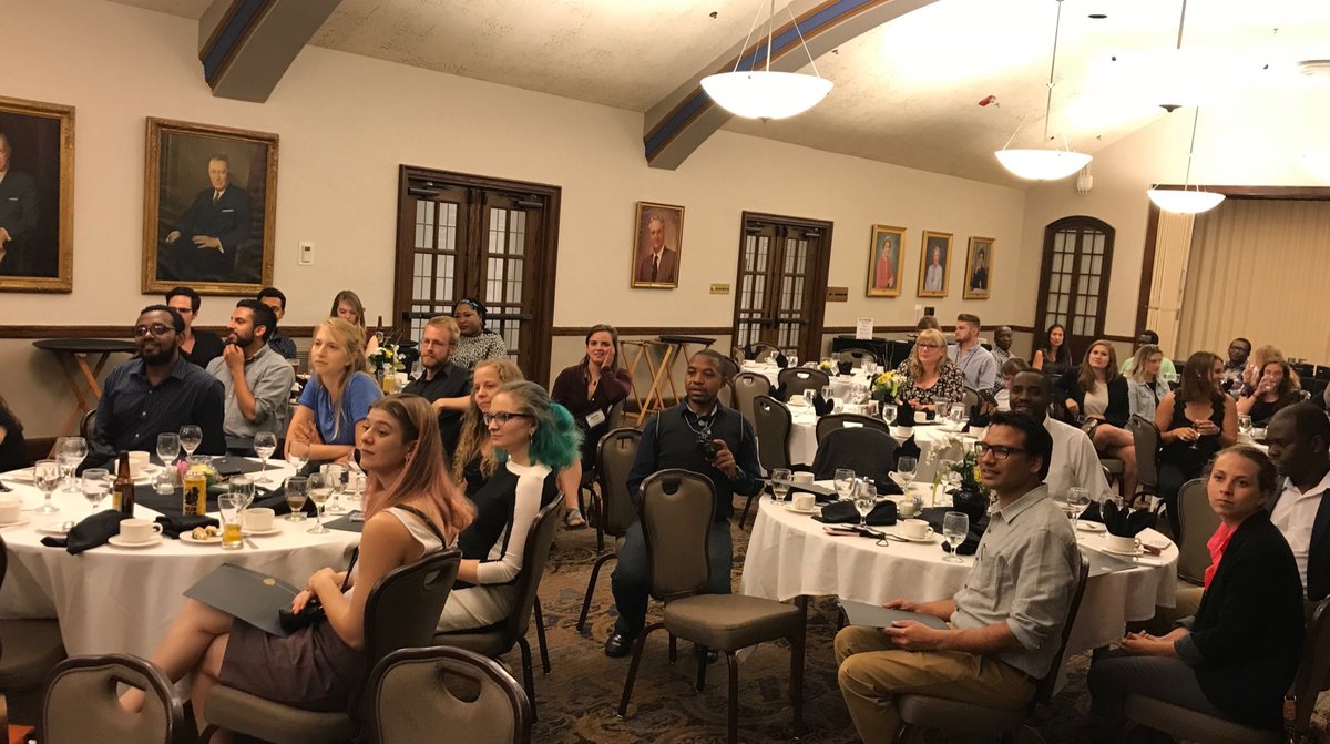 Inspiring evening w/ 2018 Borlaug Summer Institute Participants-exceptional group of young professionals from around the world-equally exceptional 2 wk program developed by ⁦<a href="/WorldFoodPrize/">World Food Prize Foundation</a>⁩ Laureate ⁦<a href="/PurdueAg/">Purdue Agriculture</a>⁩ Disting Prof Gebisa Ejeta &amp; ⁦<a href="/PurdueCGFS/">Purdue CGFS</a>⁩ team