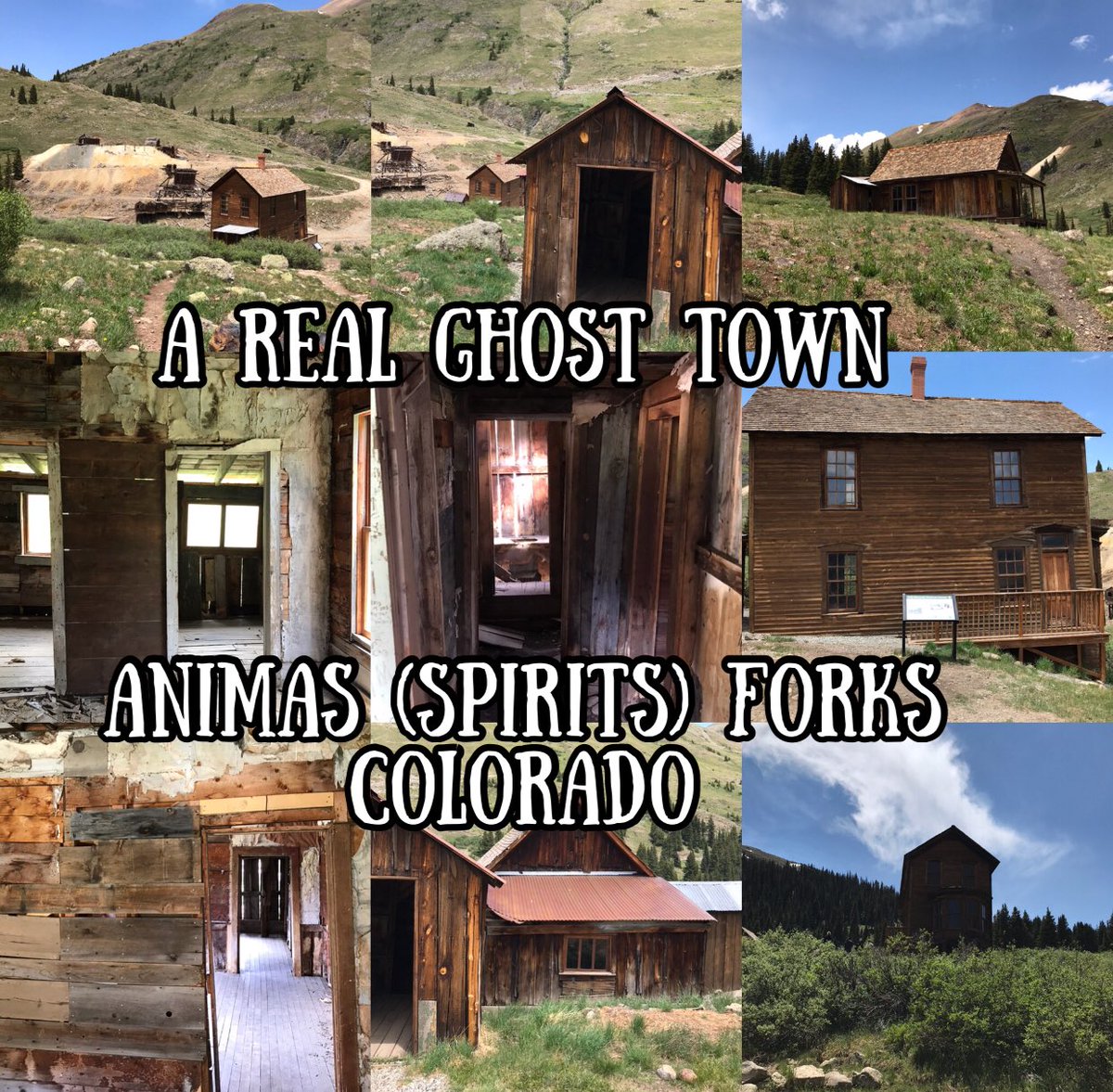 Tweet 2: 
DO YOU LIKE REAL #Ghosts? WE DROVE OVER A 13,000 ft PEAK TO GET TO THIS #GhostTown! 👻#AnimasForks #Colorado (Animas literally means #Spirits! Founded 1873 as a mining ⛏ town! 
#Horror #Paranormal #Ghost