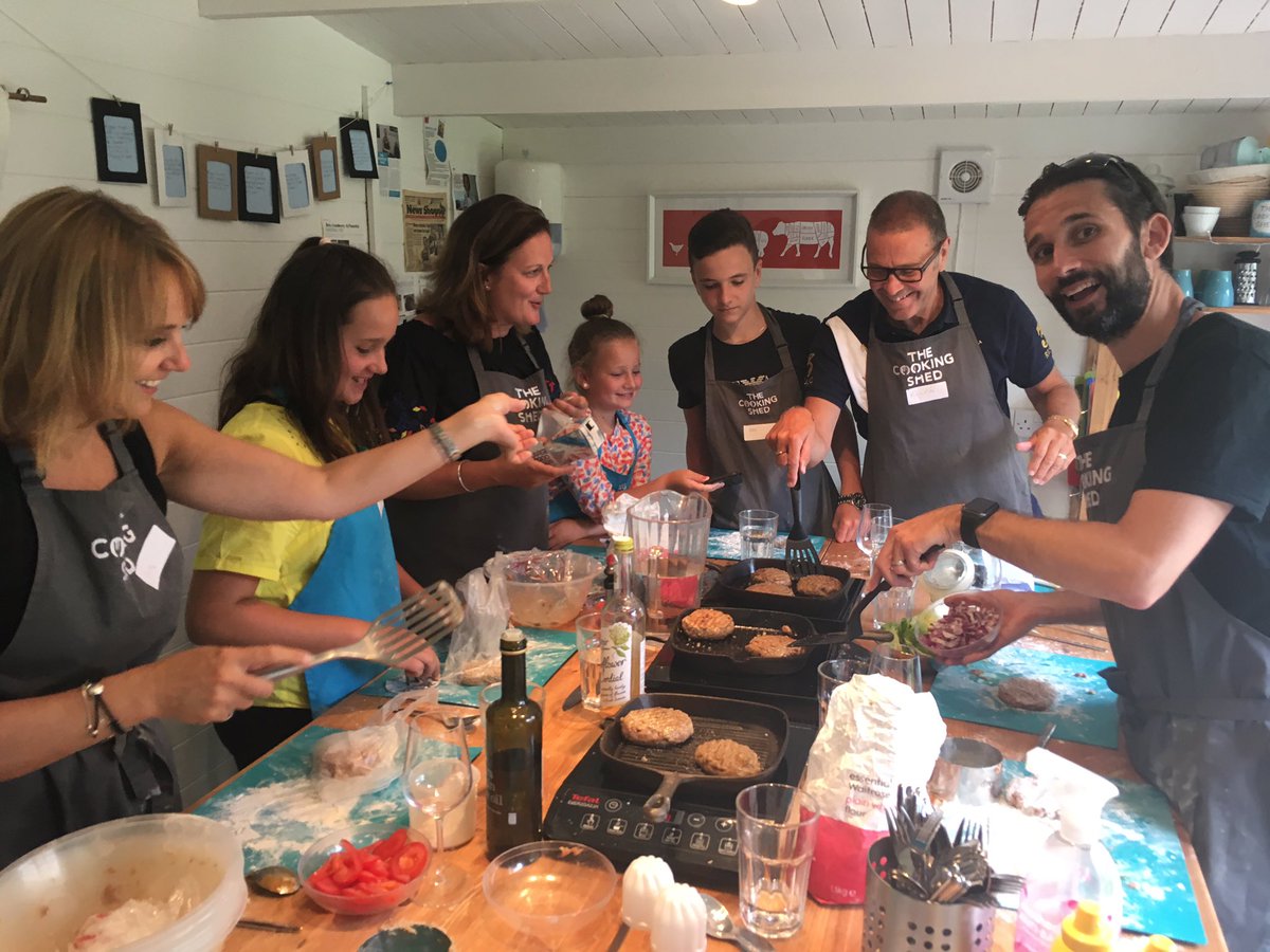 thecookingshed's tweet photo. A lovely-lovely family in the cooking shed today for a private class making burgers &amp; banoffee pie. #familytime #cookingwithkids #burgers #banoffeepie #foodiememories #makingmemories https://t.co/TN6xkrNTNq