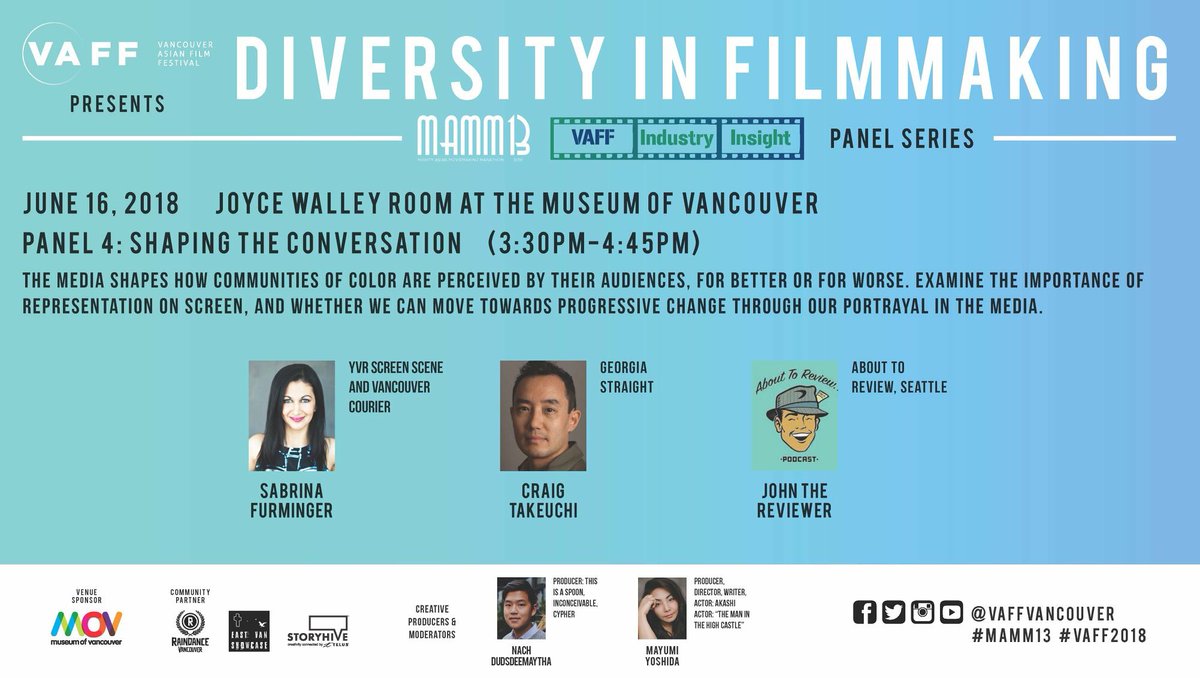 IT’S TODAY🙌🏼🙌🏼🙌🏼🙌🏼
10am-5pm at <a href="/museumofvan/">Museum of Vancouver</a> 
$10 each panel☝🏼
Join us and be part of the solution! 

#RepresentationMatters <a href="/VAFFvancouver/">Vancouver Asian Film Festival (VAFF)</a> #MAMM2018