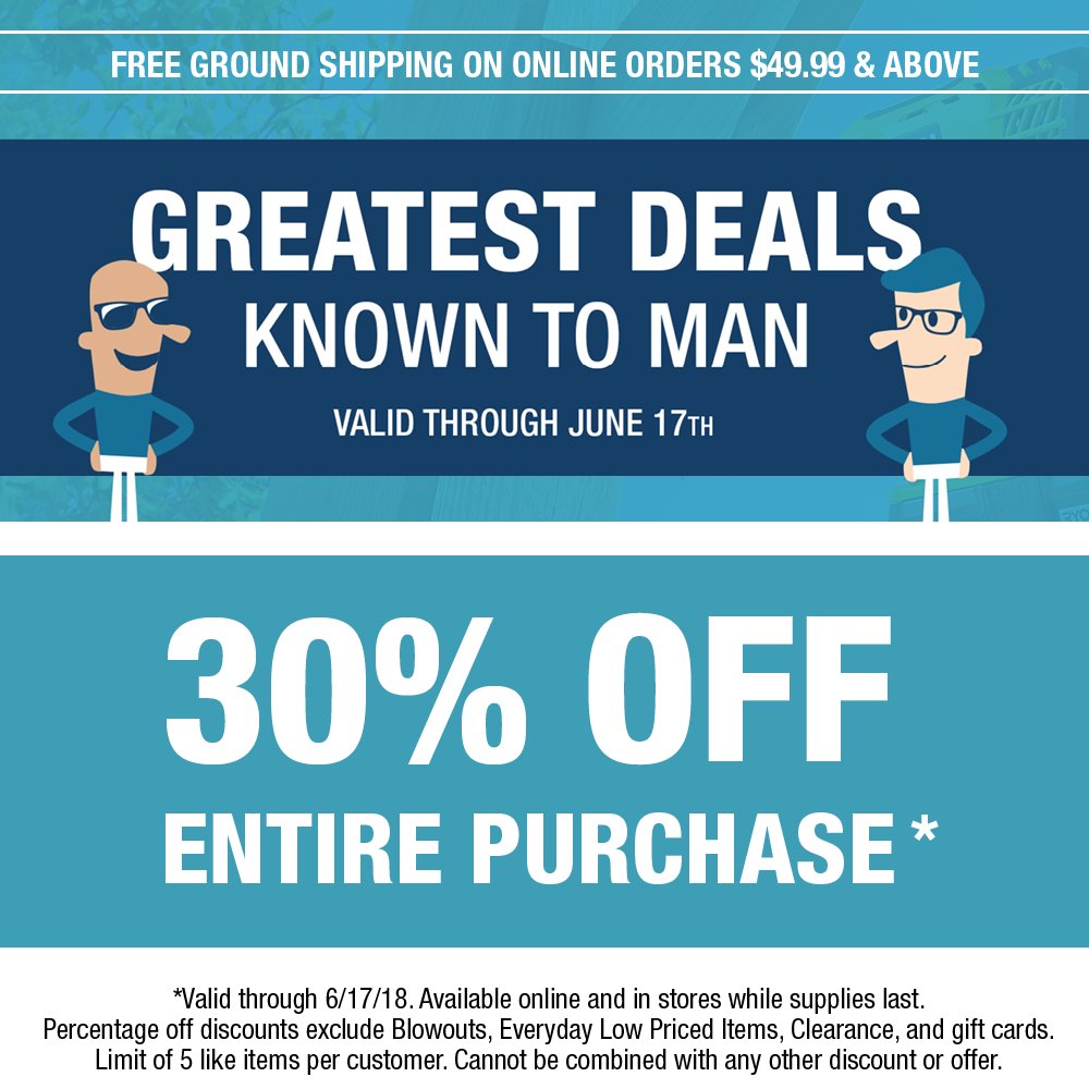 Use discount code FATHERSDAY30 at checkout to enjoy 30% off purchase (exclusions apply) now through 6/17/18.  directtoolsoutlet.com