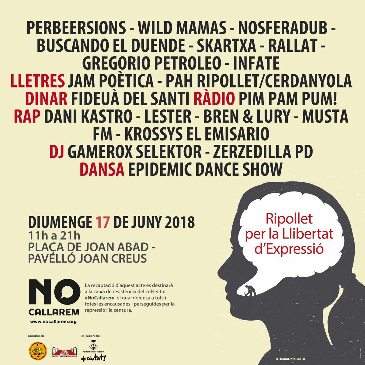CDRRipollet's tweet photo. Ahir vam ocupar l'Ajuntament. #PrenemElPoder15J
Durant aquelles hores a la Casa del Poble,vam debatre i opinar sobre moltes coses. No vam callar.
I demà.... #NoCallarem
Convidem a tothom a afegir-se a aquesta jornada en defensa de la llibertat d'expressió https://t.co/v70LsiTeRM