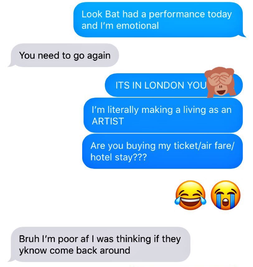 missjocebert's tweet photo. When @ItsYaGirlSammyD acts like you can just drop everything and GO to London to see @BatTheMusical ...
I WISH. 
Oh, well. 
Toronto soon, rockstars?? 🤘#batfam #batthemusical #batoutofhellTO https://t.co/Qom6PISOiX