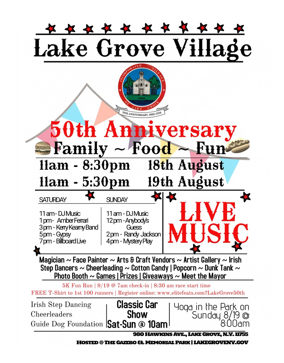 LakeGroveVill's tweet photo. We can’t wait for the #LG50 action coming up in just about two months. Check the flyer for details! https://t.co/sJrYwnWa1b