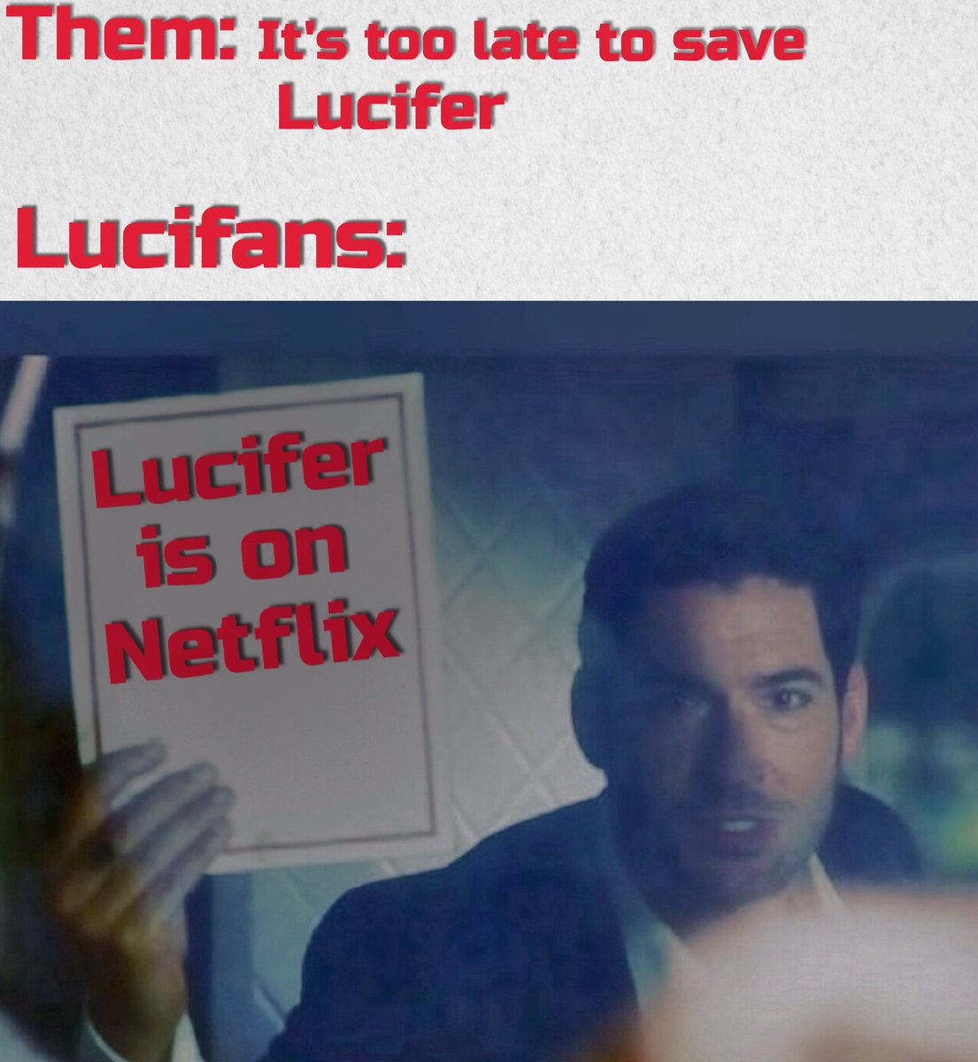 DawnePisces89's tweet photo. I had to make this!! For everyone who doubted the fandoms power ... #LuciferSaved #Lucifer https://t.co/Z0NkuKBkIR