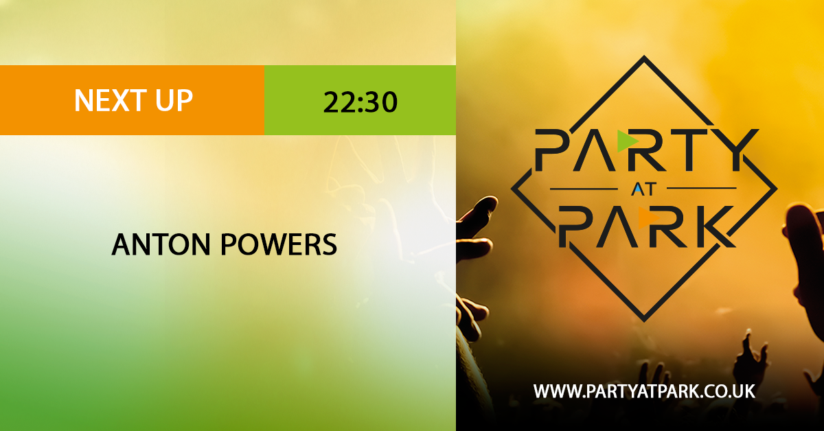 Party_At_Park's tweet photo. Our headline act and final act of the evening, at the Brothers Big Top Stage tonight is @AntonPowers!

#PAP18 https://t.co/jCPCpRRiQ6