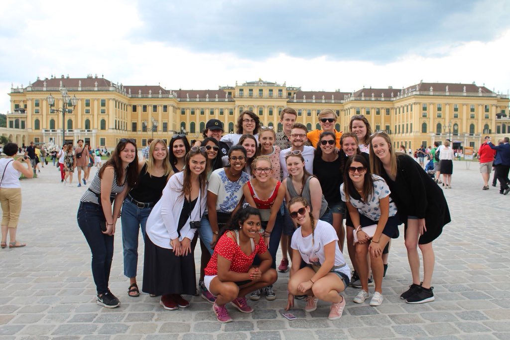 swag_trip's tweet photo. Day 2 in Vienna. We visited the Schonbrunn Castle! Then we had a Wiener Schnitzel dinner and time at a theme park. Looking forward to the Salt Mines tomorrow! https://t.co/dcAW36N1NQ