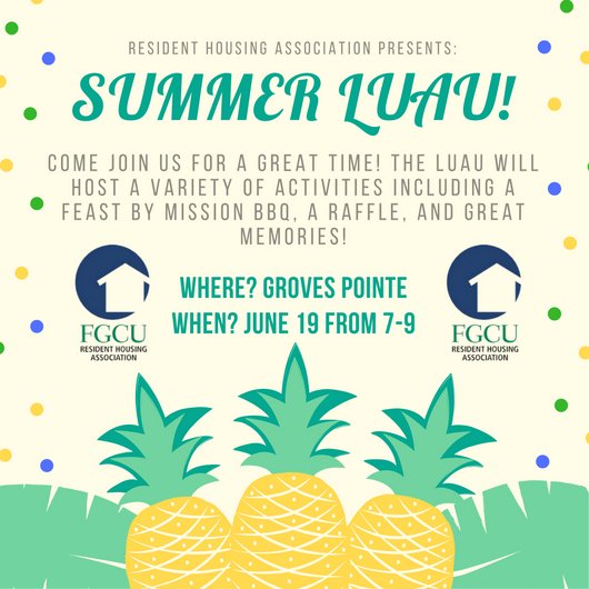 Rain got you down? Why not get the pep back in your step this Tuesday at the RHA Luau! Food, raffles, and fun are in store! See all of you there!🌴🎉
