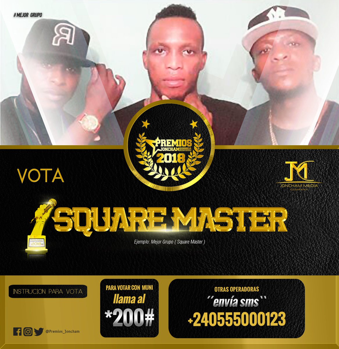 Premios_joncham's tweet photo. # votar por tu artista favorito
# llama al * 200 # 
# envía un sms avec le nombre de tu es artiste et la chanson favorita 
+240 555000123 https://t.co/r6od03ZeSX