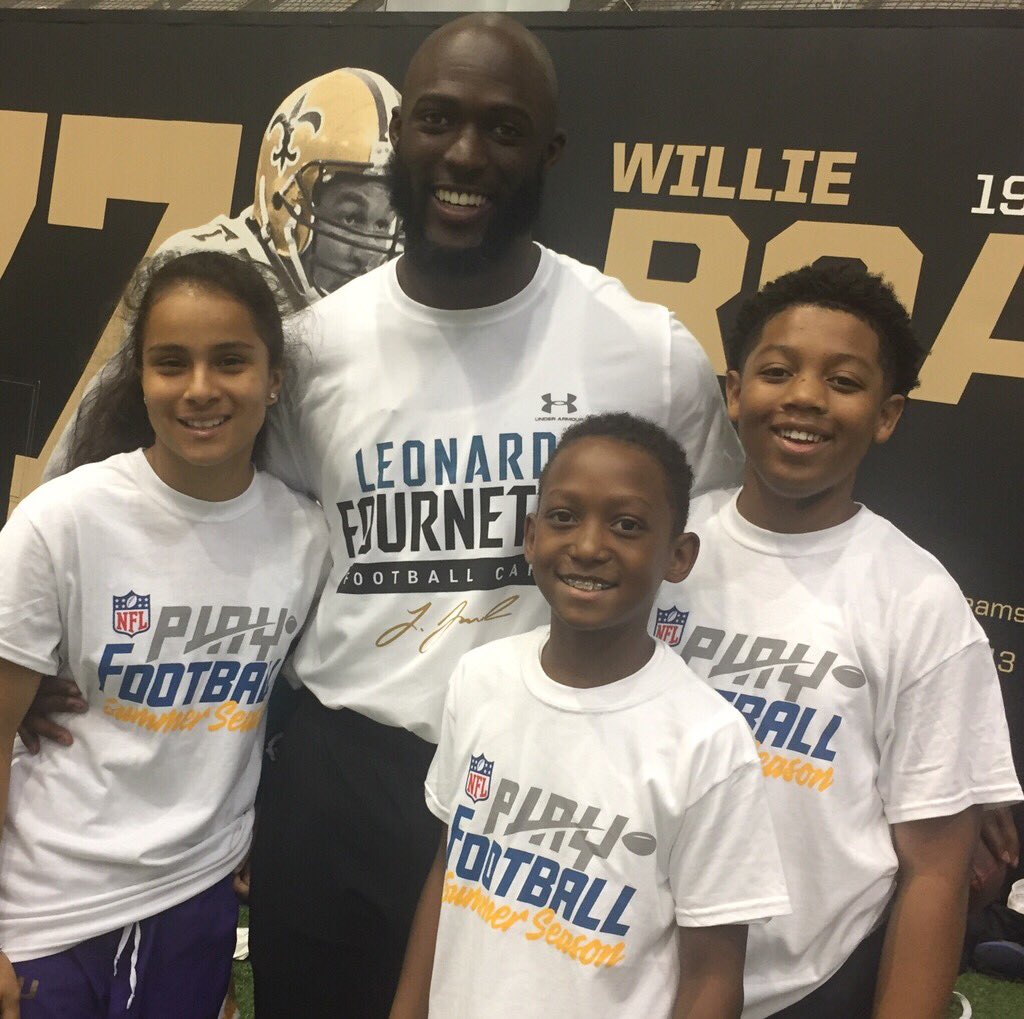 NFL's tweet image. .@Jaguars RB @_fournette is hosting his free @NFLFoundation-funded youth camp today in New Orleans! #LetsPlayFootball