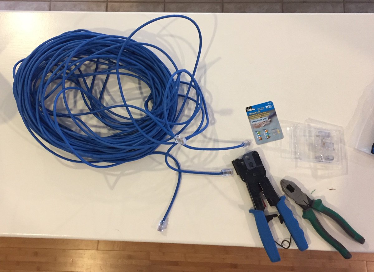 So apparently being a political commentator on #ElectionDay in #DentonTX occasionally means making your own very long Ethernet cables. I think this is a good thing, but maybe it just validates my IT skills.