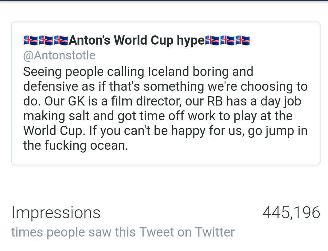 This tweet has now been seen by 100.000 more people than the entire population of Iceland