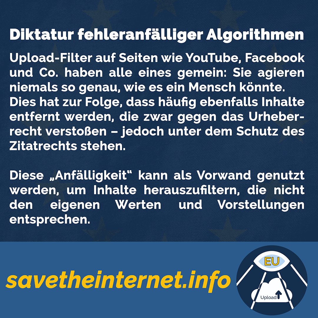 leominze's tweet photo. Informiert euch über die Uploadfilter und lasst diese nicht zu! https://t.co/RzWwe3cyvi #FCKArt13 #savetheinternet #saveourinternet https://t.co/1z0p0CXf9z