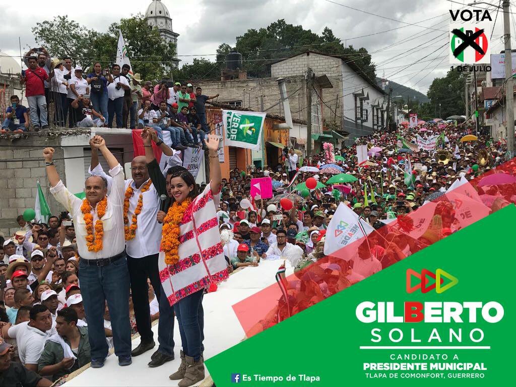 GilbertoSolanoA's tweet photo. Agradezco a @JuarezCisneros, @manuelanorve y @Gabytabernal por estar presentes en este cierre de campaña, estoy convencido de que trabajaremos para Avanzar por Guerrero y Avanzar por #Tlapa. https://t.co/v4G5pXKXTb