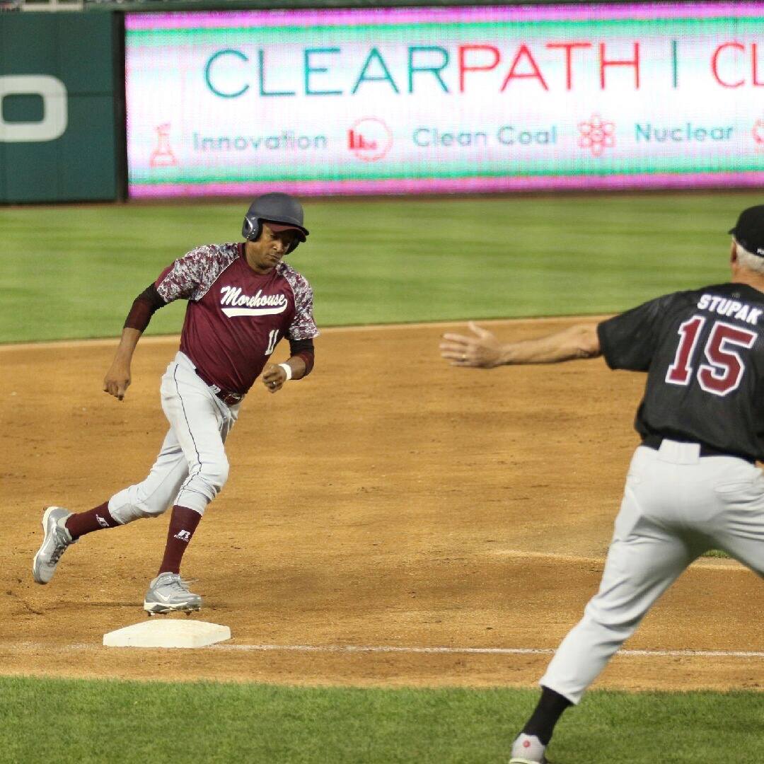 CedricRichmond's tweet photo. It felt great bringing in another win with the Dems at the Congressional Baseball Game. Especially while wearing a @Morehouse jersey! #CongressionalBaseballGame #CBG18 #HBCU #Morehouse https://t.co/5sPYyr4nkX