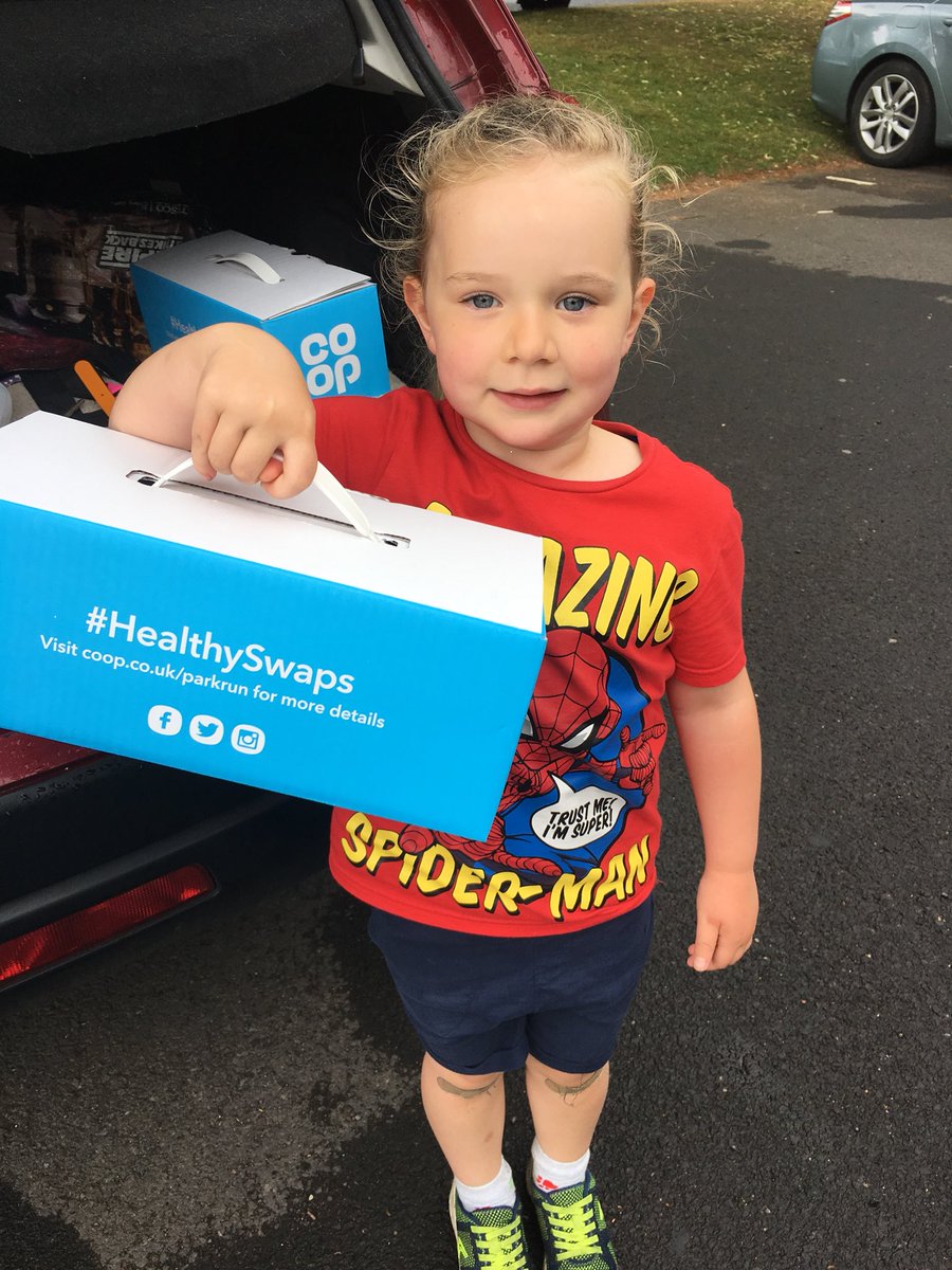 Big thank you to @coopukfood and @heatonparkrun for Emma’s surprise box this morning. The wraps have all ready been put to good use #parkrun  #heatonpark #healthyswaps #coop