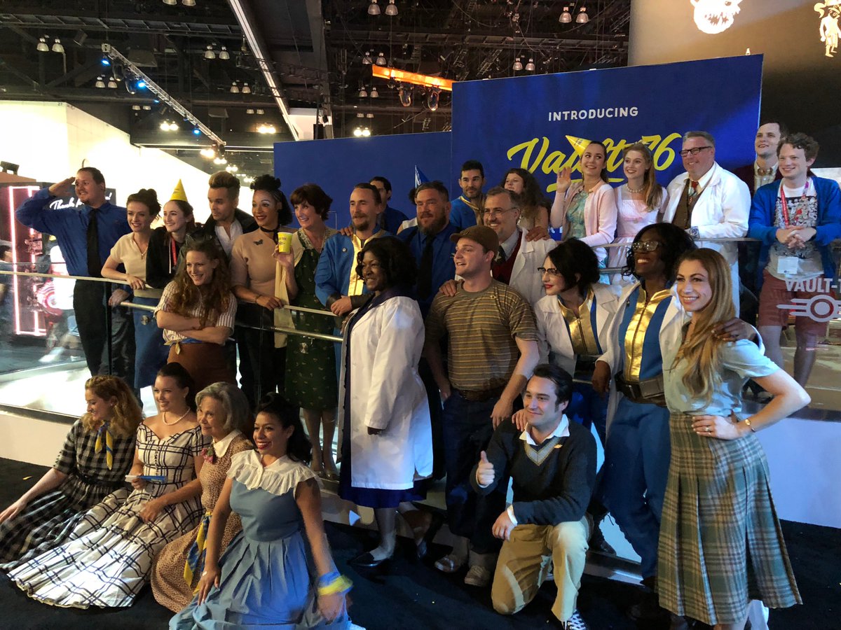 Fallout's tweet photo. We hope your preparations to leave the Vault were successful at #E32018! 

Special thanks to the amazing teams at @mycotoo and @PPxDesign for their magic and work on our #Fallout76 Experience. https://t.co/aQOziQ4WCn