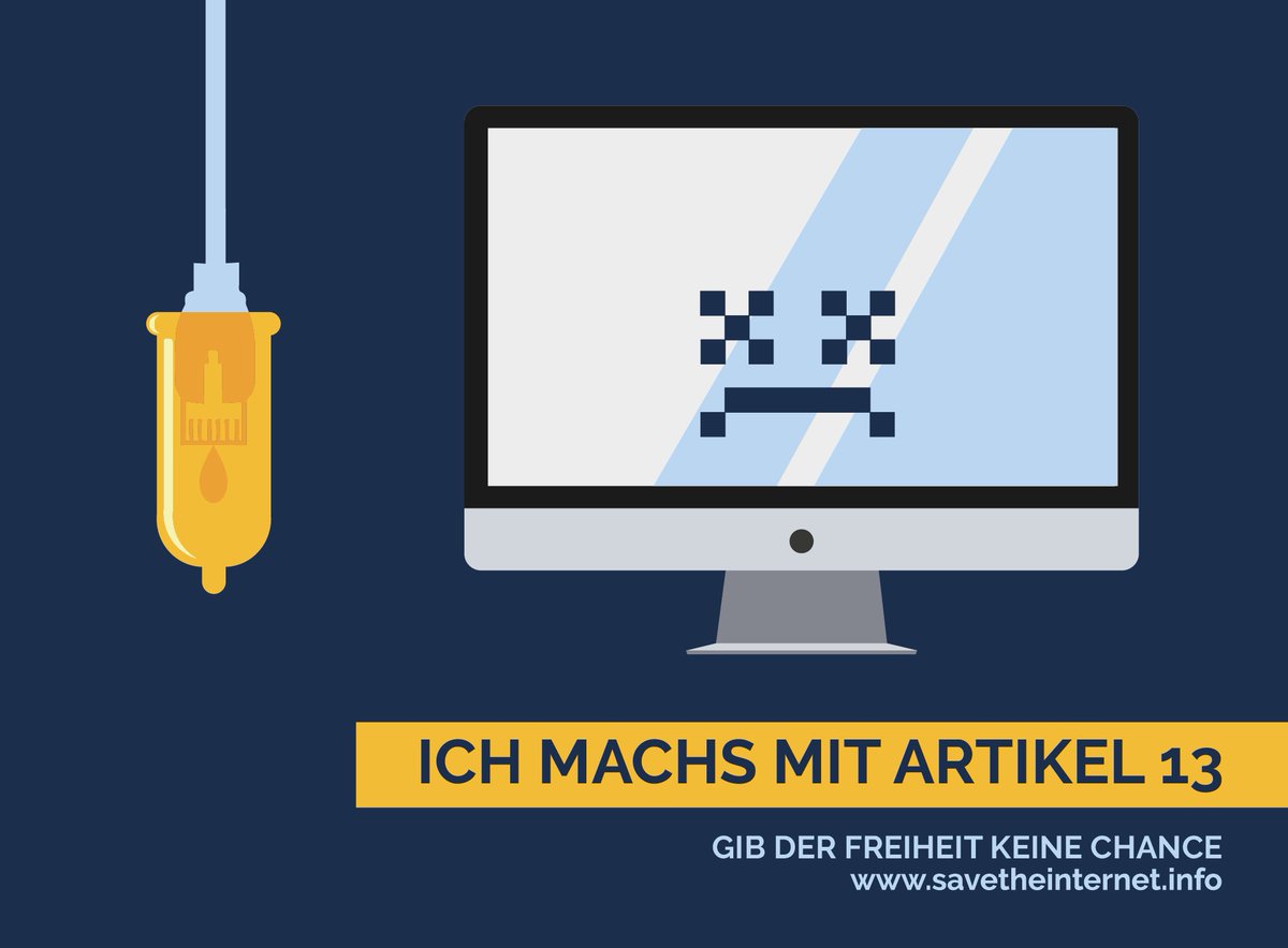 AdorbaleGabriel's tweet photo. Seit nicht wie Artikel11&amp;13, MACHT'S OHNE (Zensur) #FCKArt13 #SaveTheInternet #saveourinternet 
Infos: https://t.co/QdLGUiNWFX https://t.co/D4YMFp6KOh