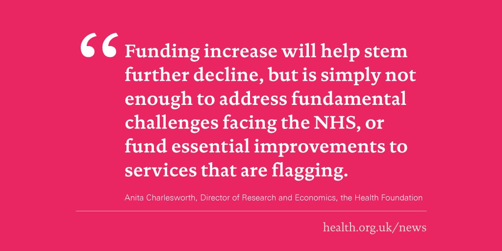 NEWS RELEASE: Health Foundation response to announcement from <a href="/10DowningStreet/">UK Prime Minister</a> of funding increase of £20 billion per year to NHS England’s budget by 2023/24. 

health.org.uk/news/health-fo…