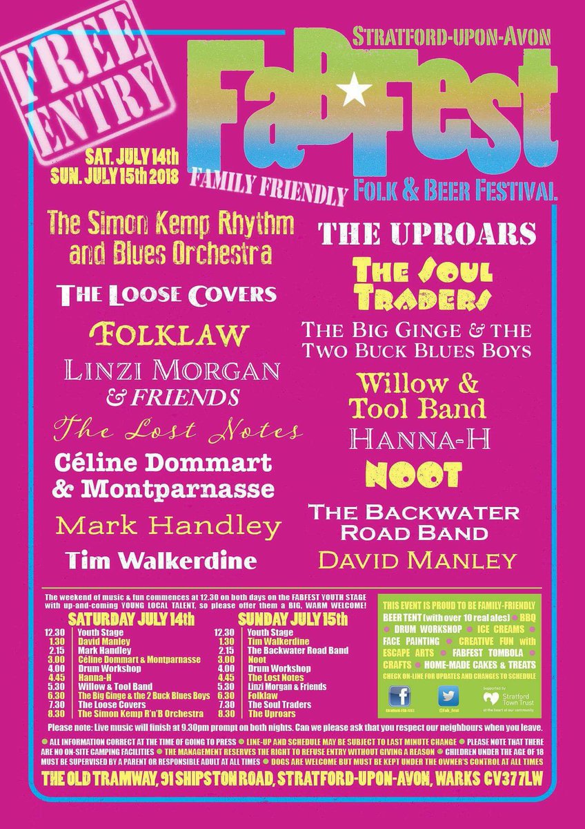 Fab_Fest's tweet photo. Fab Fest line up and one month to go #festival #folk #livemusic #local https://t.co/ZvJ87LuQH1