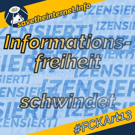 AdrianMahl's tweet photo. Schützt die Informationsfreiheit!

Du willst weiterhin Memes anschauen, Links auf sozialen Medien teilen? Informiere dich jetzt: https://t.co/JDW4HuCQva 
Deine Meinungsfreiheit ist in Gefahr! 

#FCKArt13 #savetheinternet #saveourinternet https://t.co/0nT8Yf5Blp