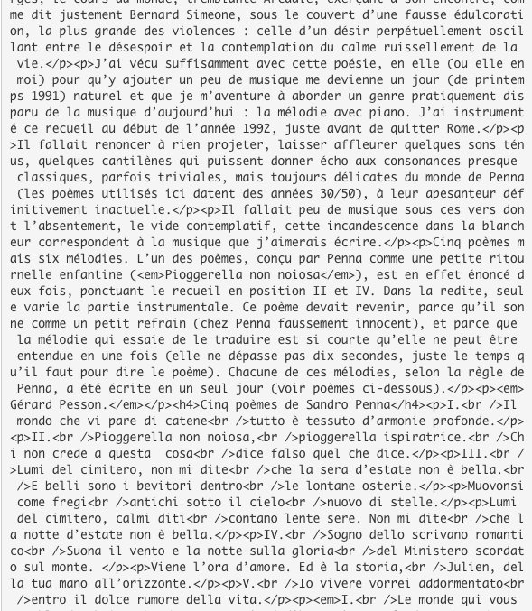 RenaudMachart's tweet photo. Votre base Brahms, @Ircam, mériterait un petit coup de peigne ici et là. Exemple : #GerardPesson Poèmes de Sandro Penna. #SandroPenna @christysnr https://t.co/eyPXlsRJwr
