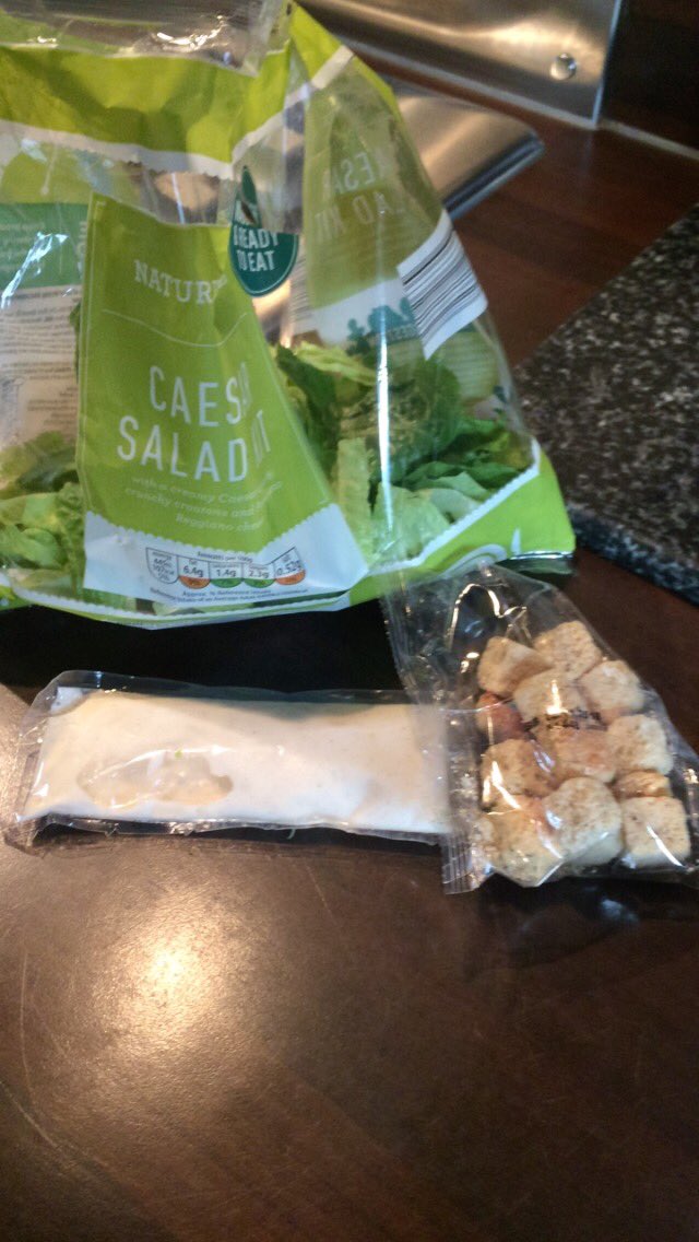 Bee_Good_Man's tweet photo. @AldiUK no cheese in my Caesar salad 🙄 https://t.co/9vlYAtFk4n