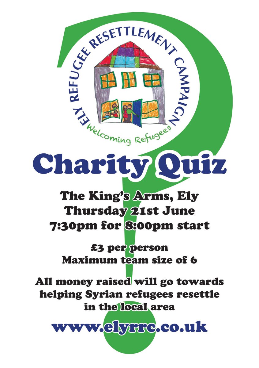 Don't forget, our quiz night is a week from today! It's a great opportunity to meet the small working group of ElyRRC, to test your general knowledge and to help raise funds so that we can keep providing support for our two wonderful families!