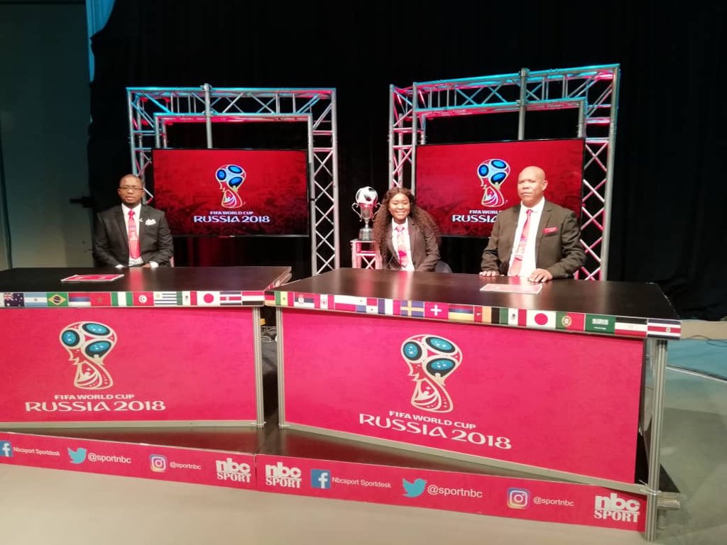 AlvaroMediaG's tweet image. Our client @JoviitaK (match analyst) on the  @NBCNamibia #NBC1 set and ready for the World Cup match between Croatia and Nigeria