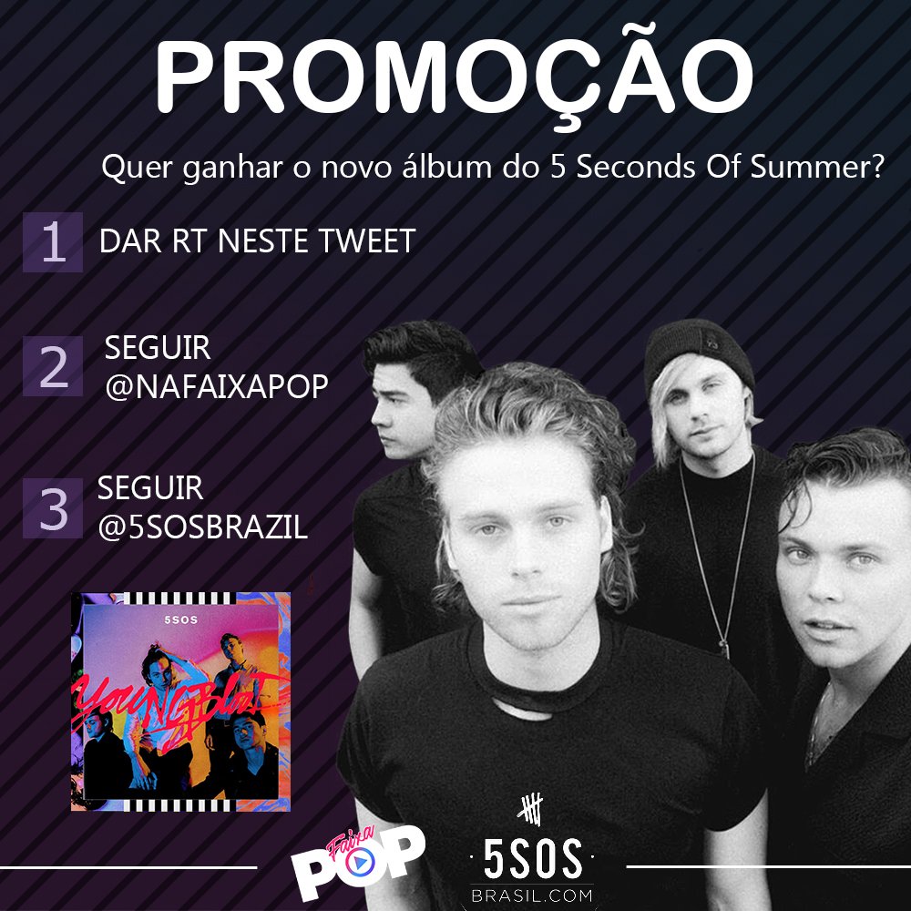 NaFaixaPop's tweet image. Quer ganhar o álbum físico de 'Youngblood', do 5SOS?

Basta seguir as regras abaixo e você já estará participando. Boa sorte!

O sorteio acontece no dia 23 de Junho. bit.ly/2JPMWc9